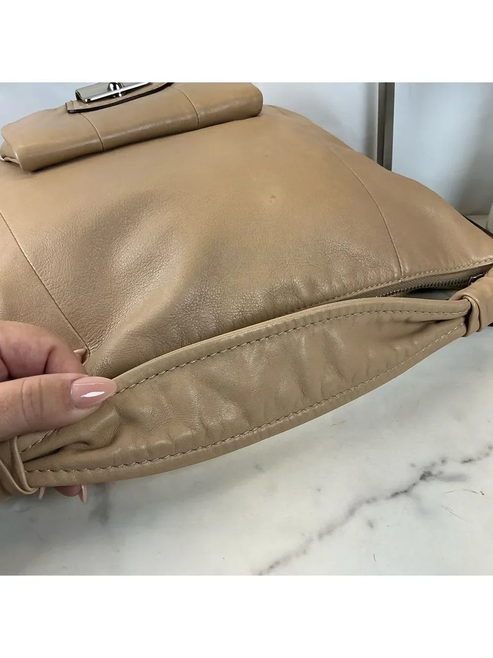 Coach Kristin Beige Leather Hobo Hand‎ Shoulder Bag